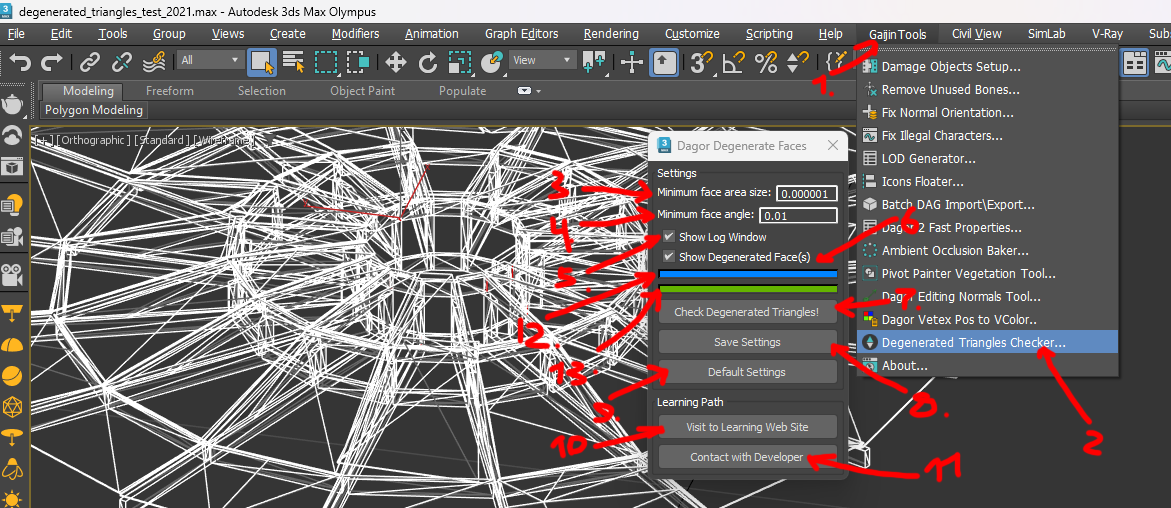 Check Degenerated Faces Tool