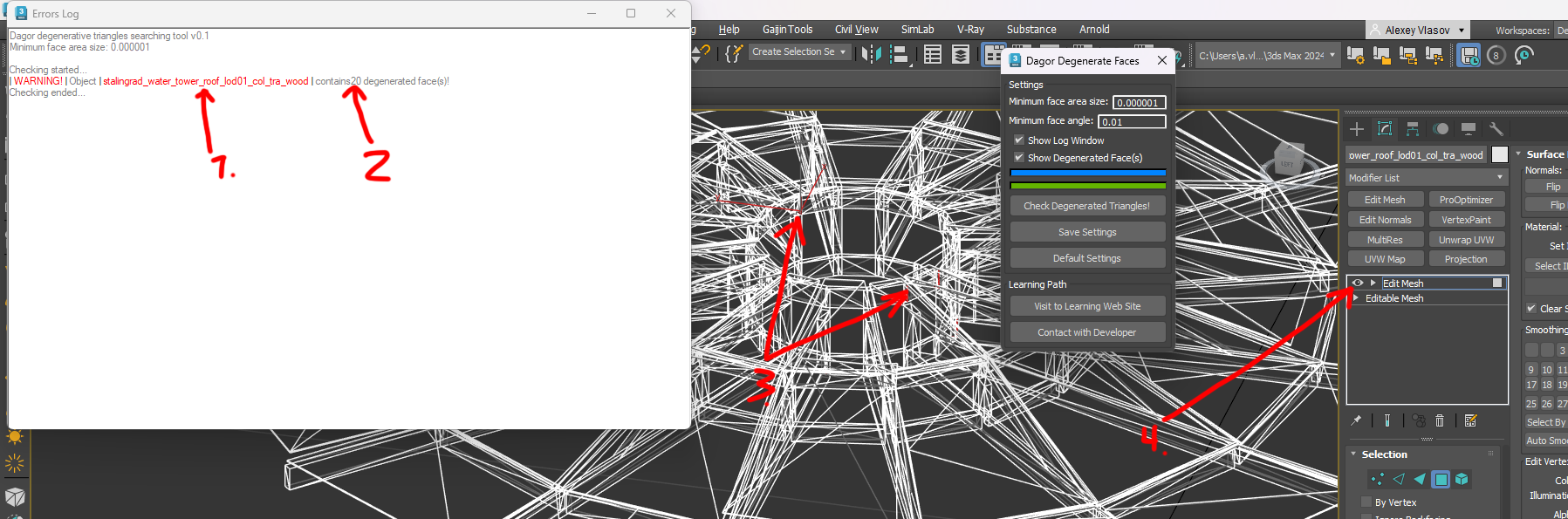 Check Degenerated Faces Tool