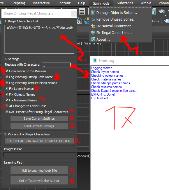 Fixing Illegal Characters Tool