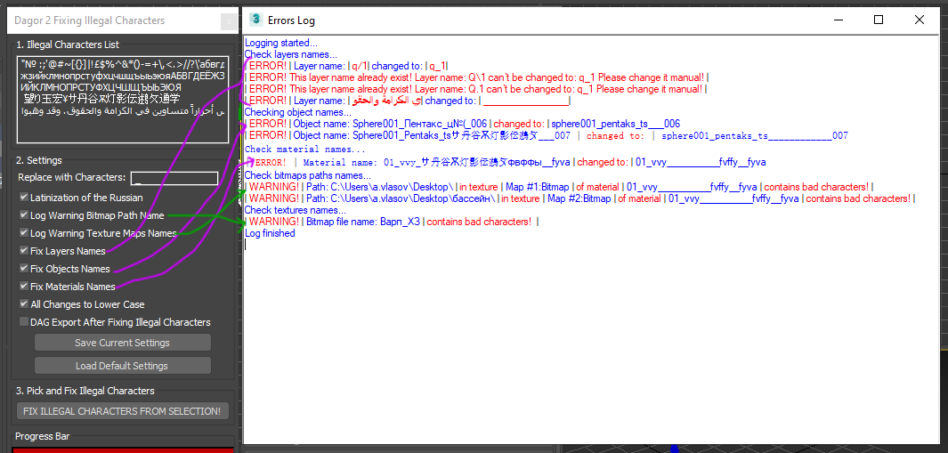 Fixing Illegal Characters Tool