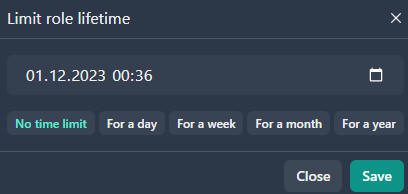 Limit role lifetime