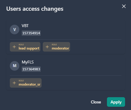 User access changes